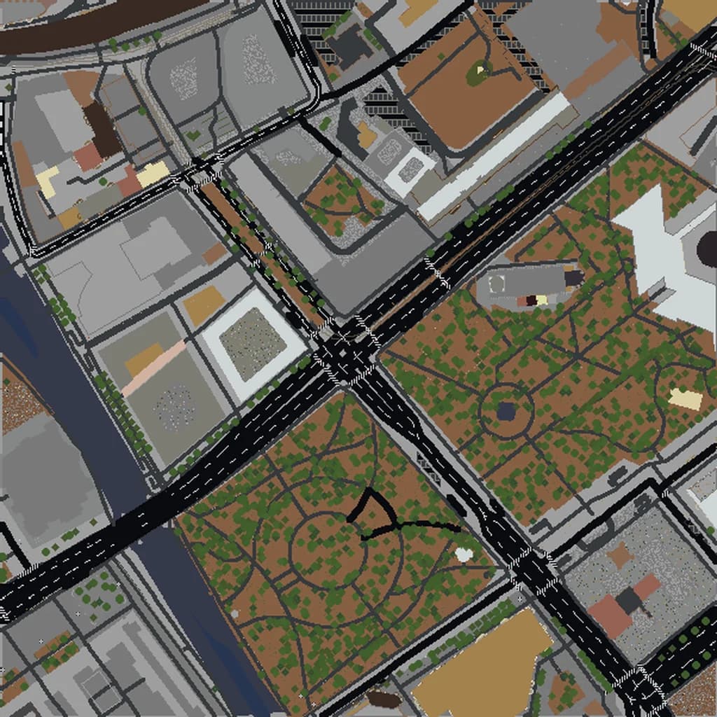 Minecraft dünyası olarak Berlin, yukarıdan görünüm