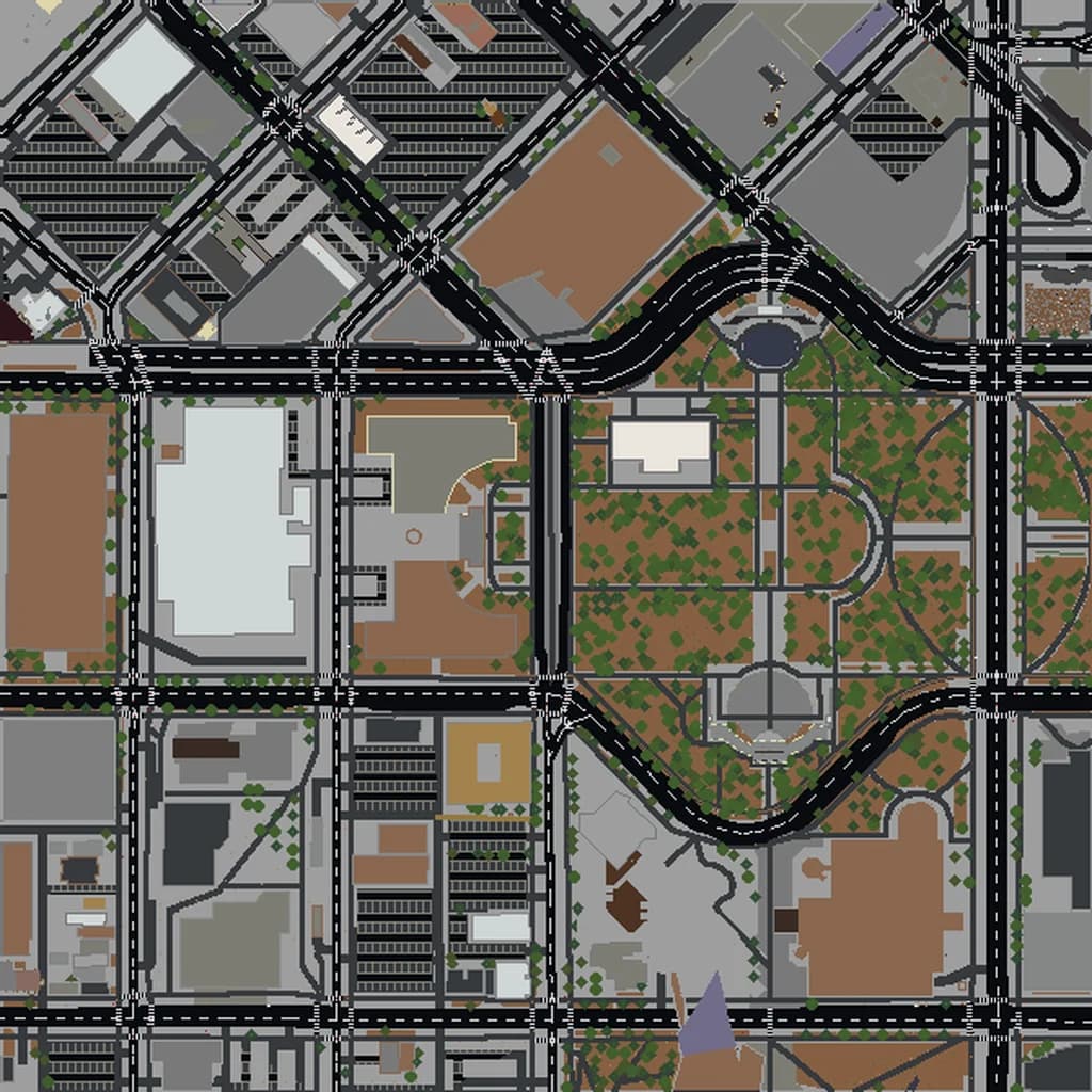 Vista aérea: Denver como mundo de Minecraft
