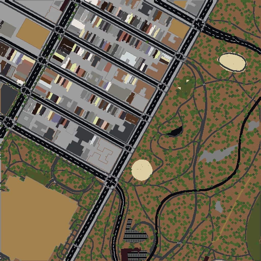 Vista aérea de Manhattan como mundo de Minecraft