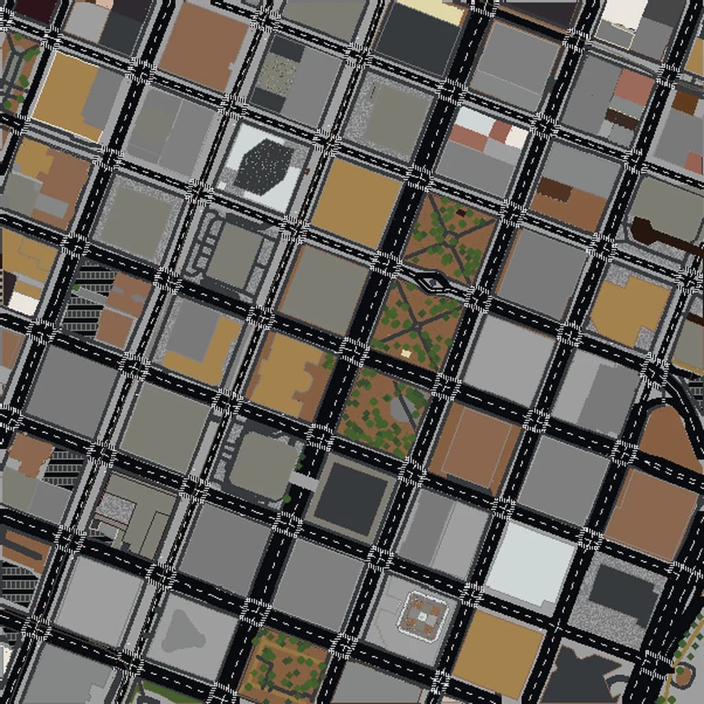 Vista aérea de Portland como mundo de Minecraft