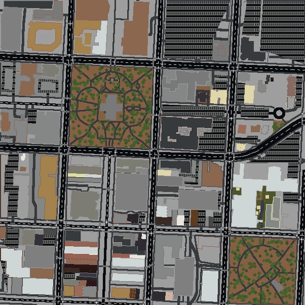Vista aérea de Raleigh como mundo de Minecraft