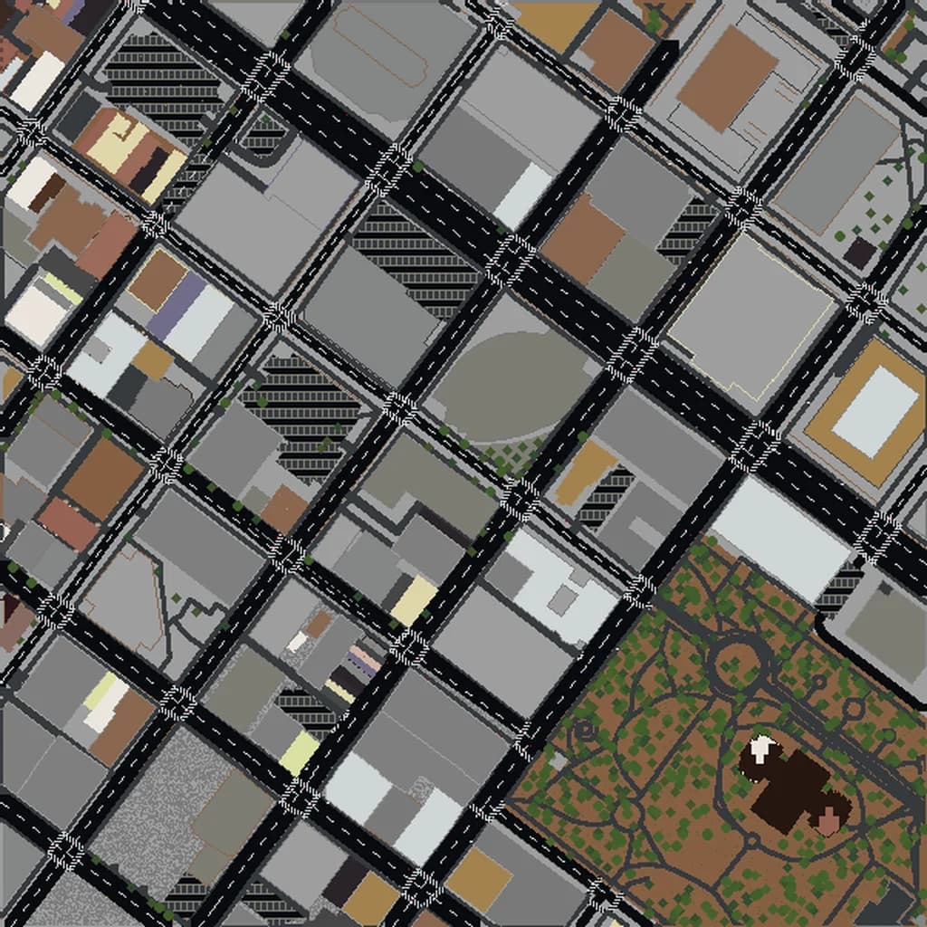 Vista aérea de Richmond como mundo de Minecraft