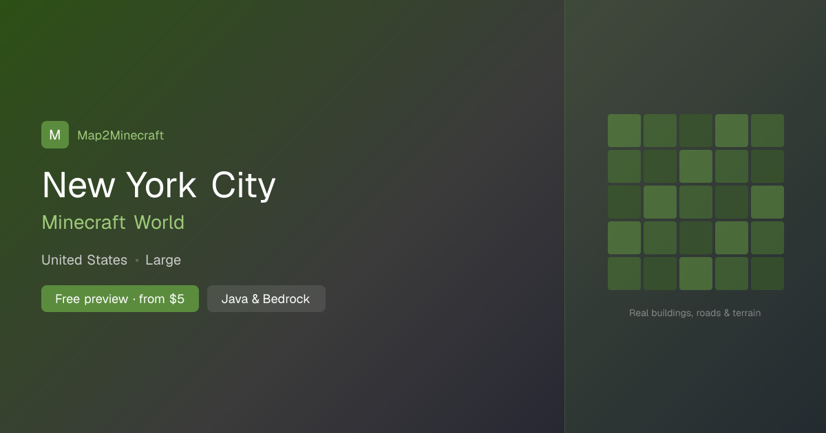 New York City Minecraft Map — Real City World (Java & Bedrock ...