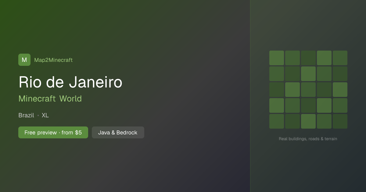Rio de Janeiro Minecraft Map — Real City World (Java & Bedrock ...