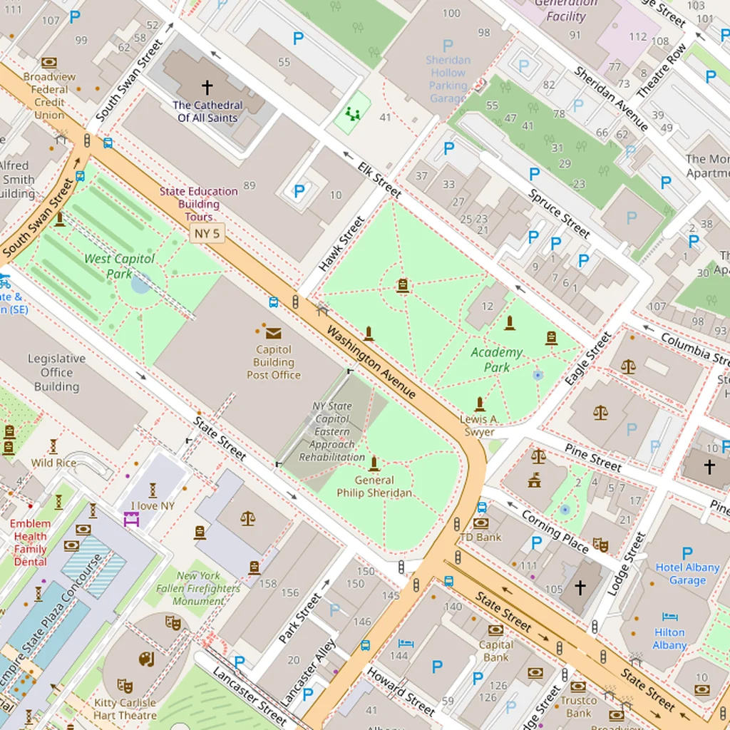 Real-world map of Albany