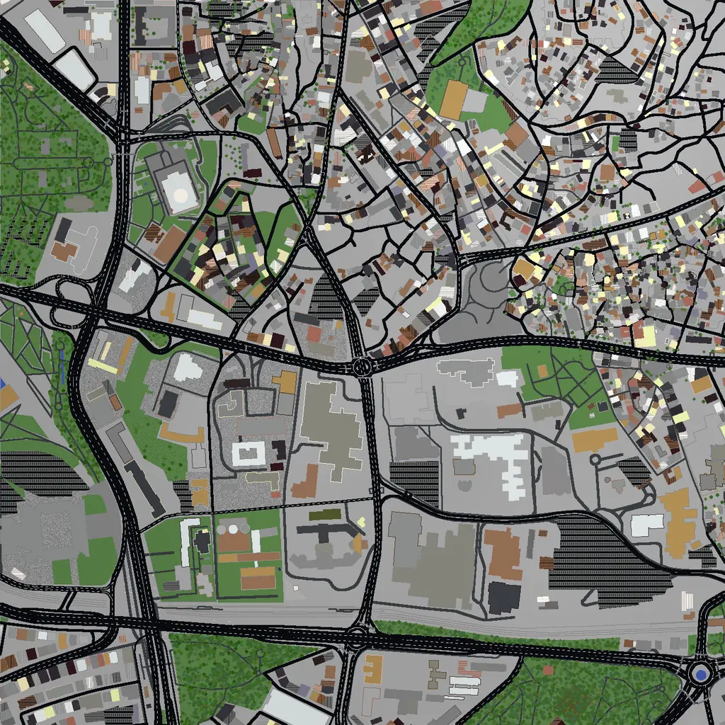 Top-down view of Ankara generated as a Minecraft world