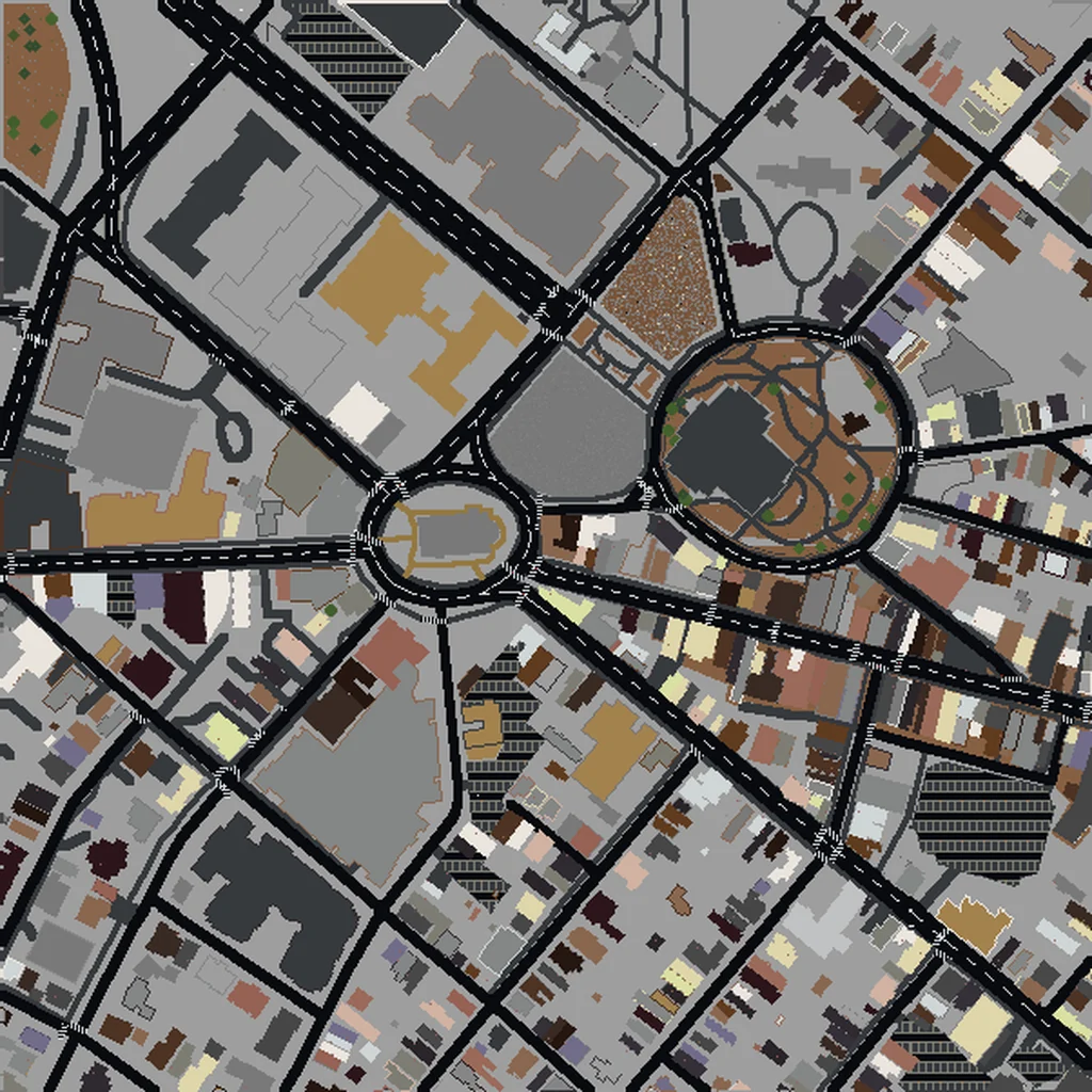 Top-down view of Annapolis generated as a Minecraft world