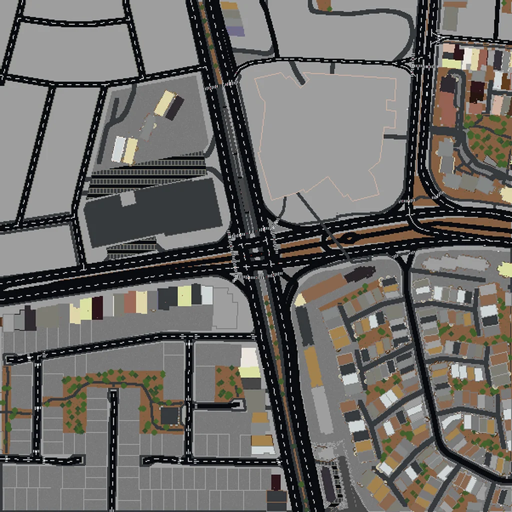 Top-down view of Bogotá generated as a Minecraft world