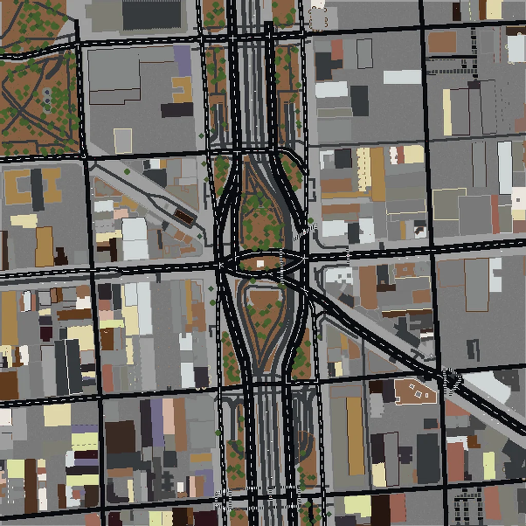 Top-down view of Buenos Aires generated as a Minecraft world