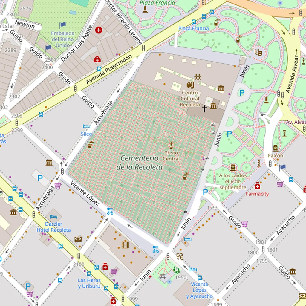 Real-world map of Recoleta