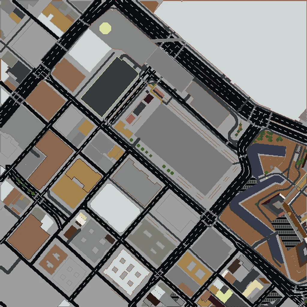 Top-down view of Cape Town generated as a Minecraft world