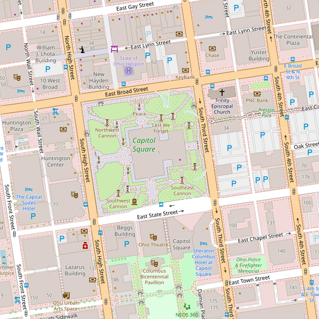 Real-world map of Columbus