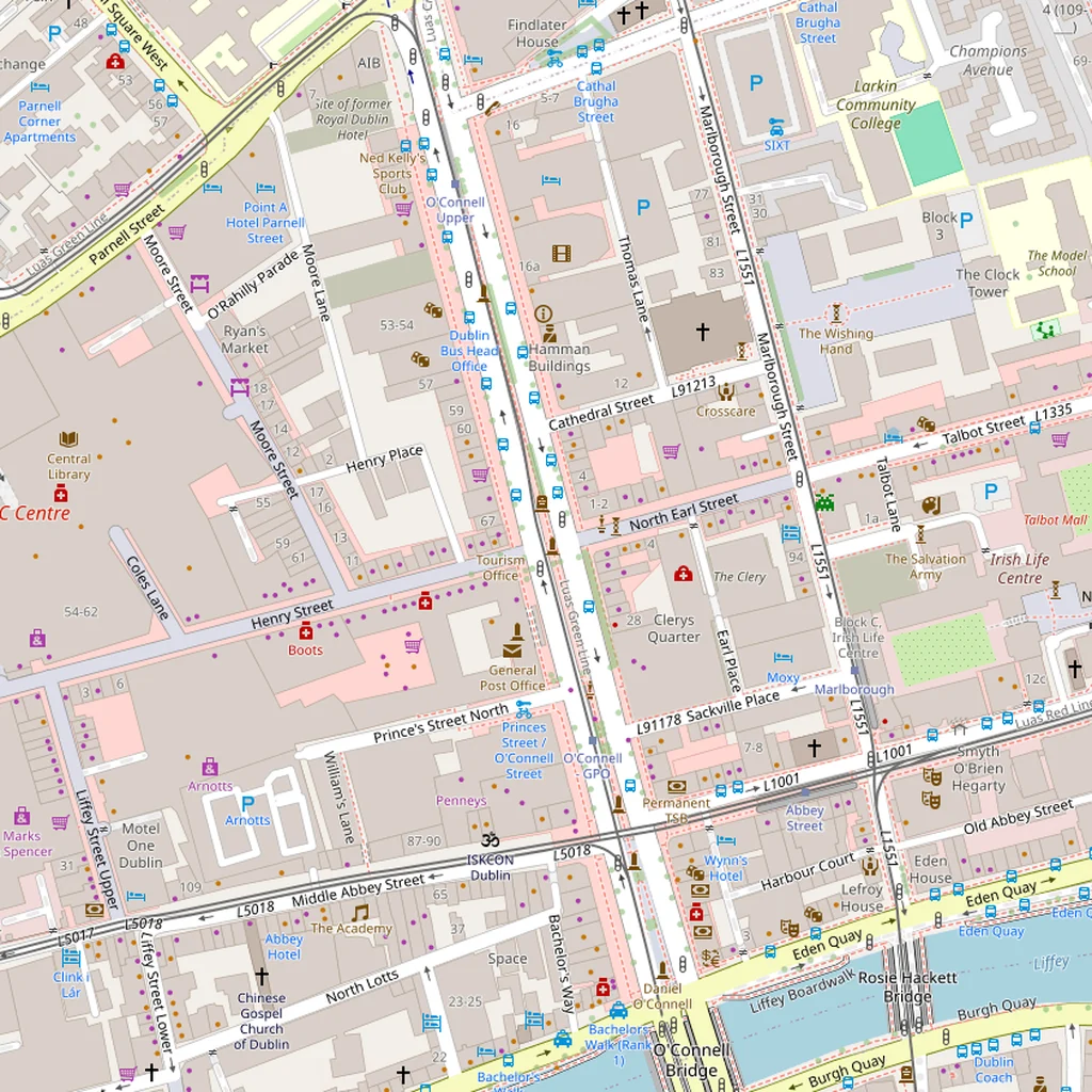 Real-world map of Dublin
