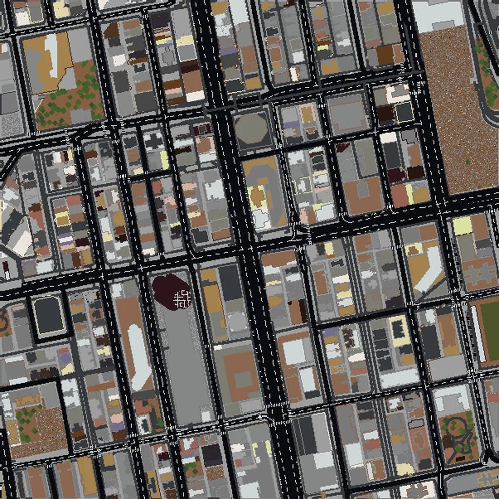 Top-down view of Hong Kong generated as a Minecraft world