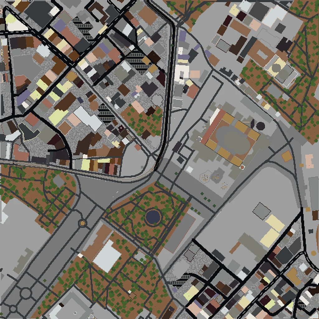 Top-down view of Istanbul generated as a Minecraft world
