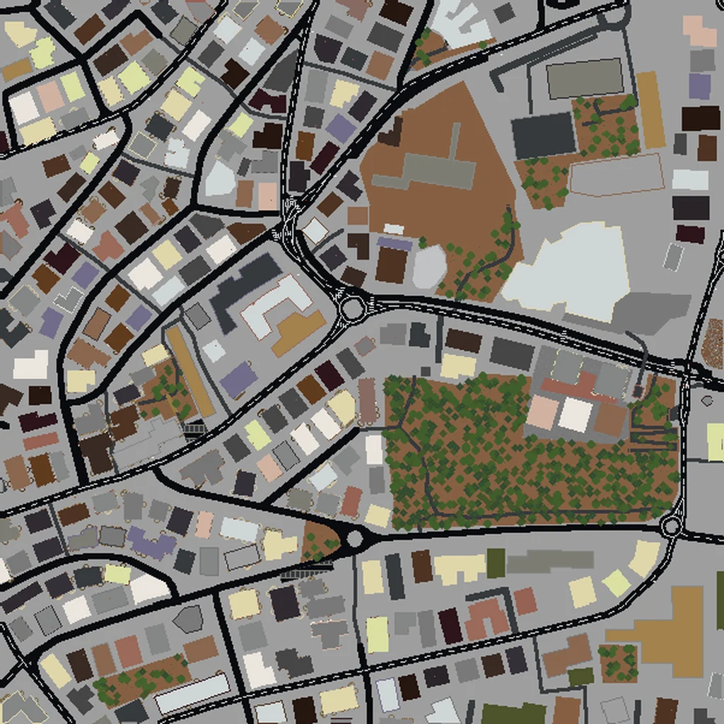 Top-down view of Jerusalem generated as a Minecraft world
