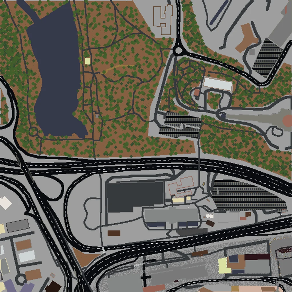 Top-down view of Kuala Lumpur generated as a Minecraft world