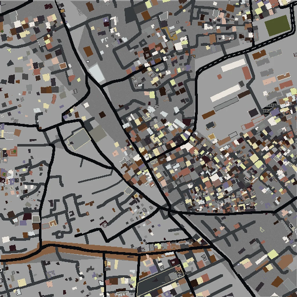 Top-down view of Marrakech generated as a Minecraft world