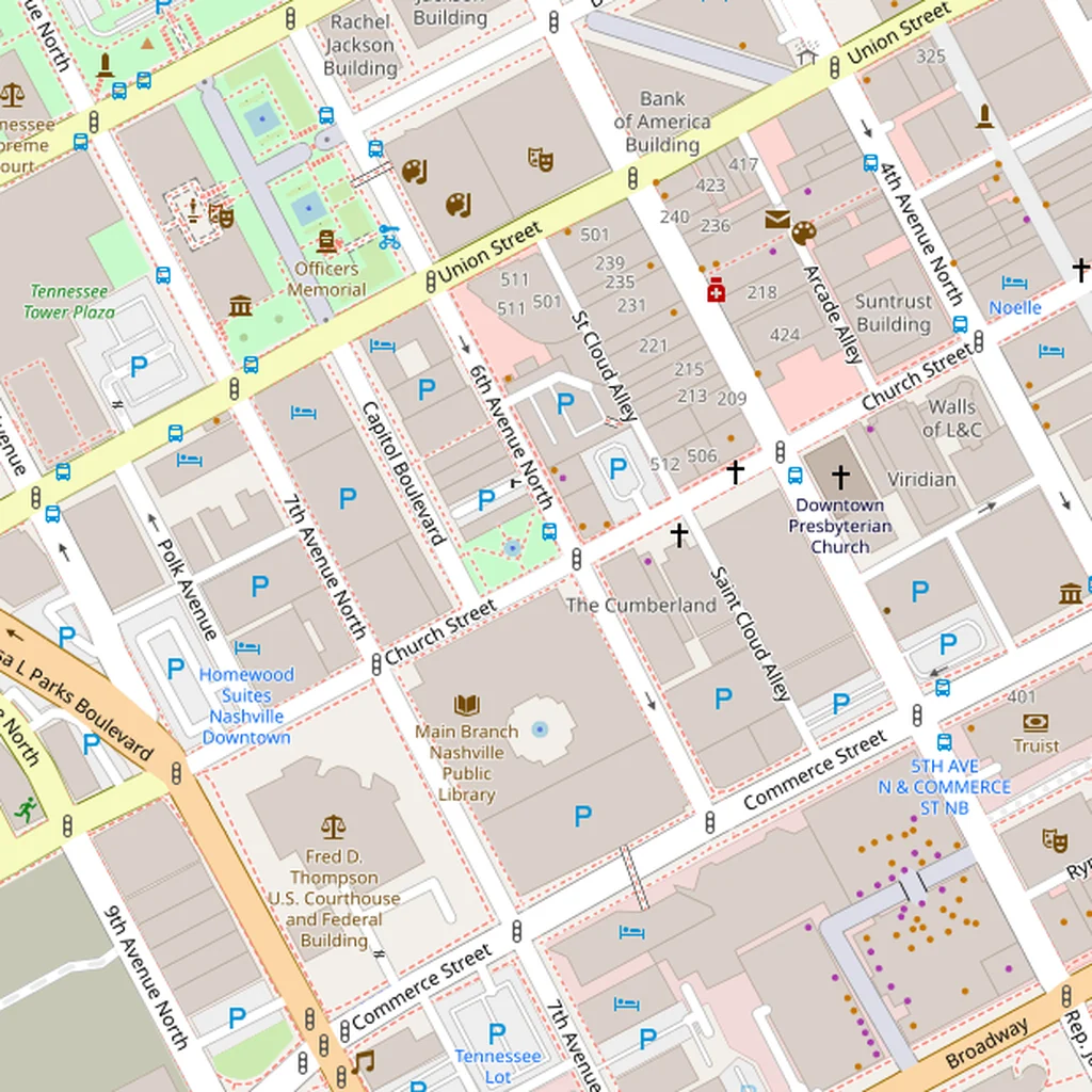 Real-world map of Nashville