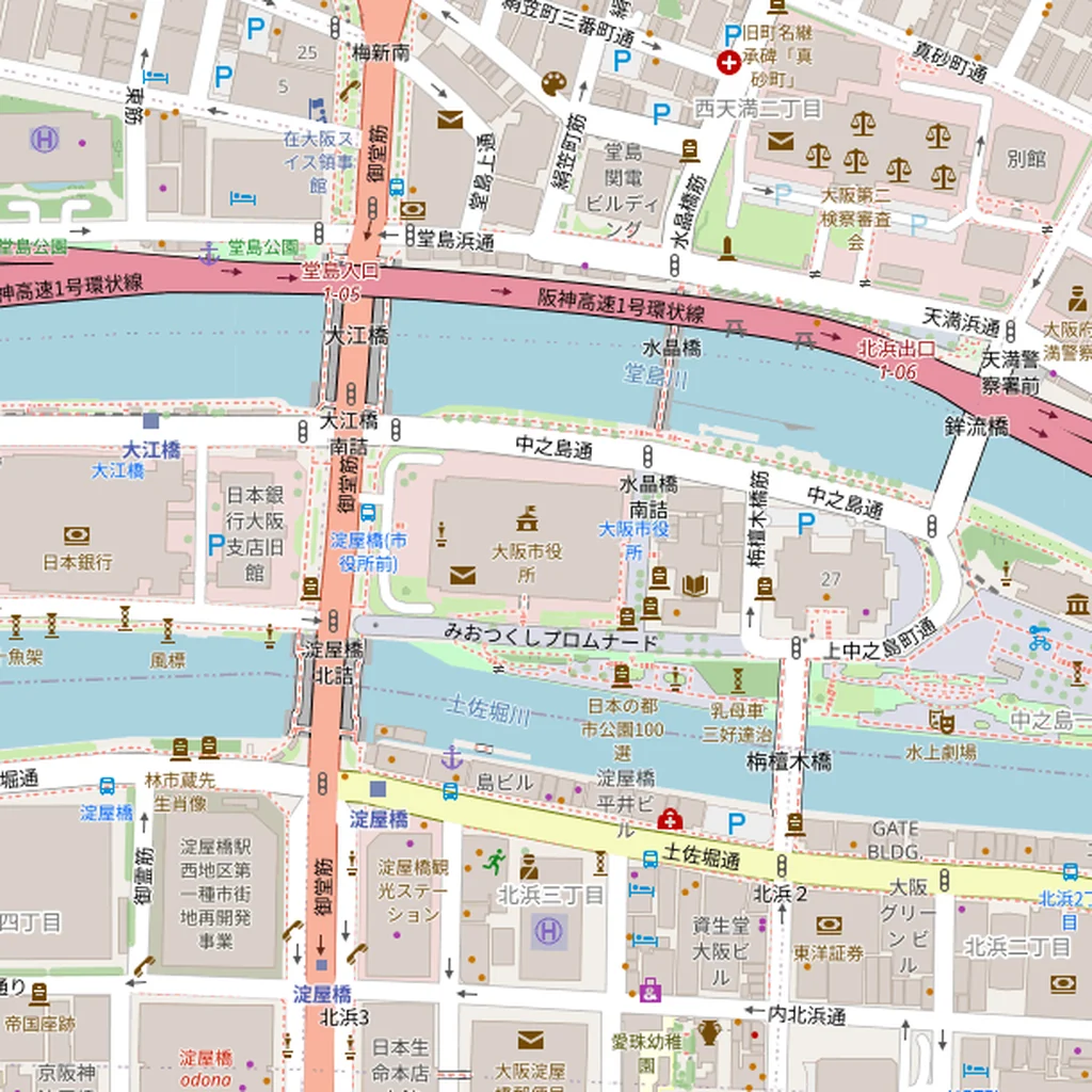 Real-world map of Osaka