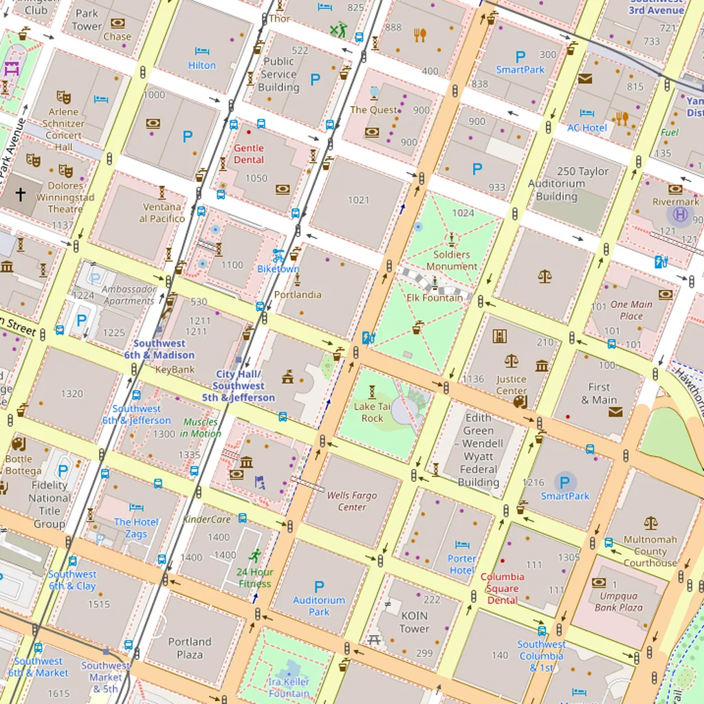 Real-world map of Portland