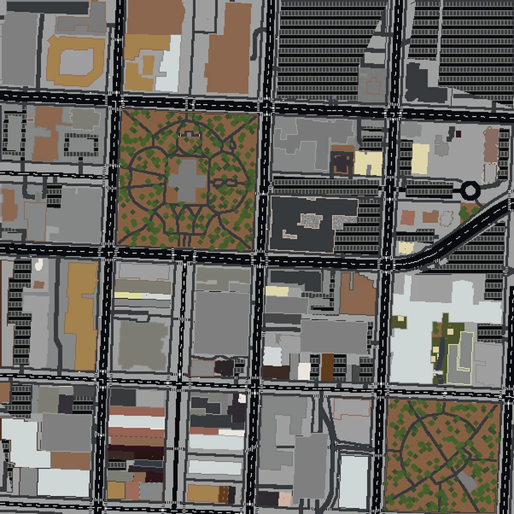 Top-down view of Raleigh generated as a Minecraft world