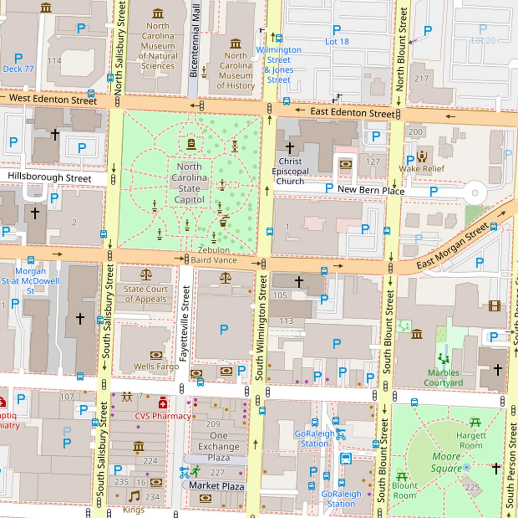 Real-world map of Raleigh