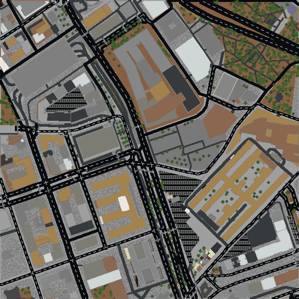 Top-down view of Rio de Janeiro generated as a Minecraft world