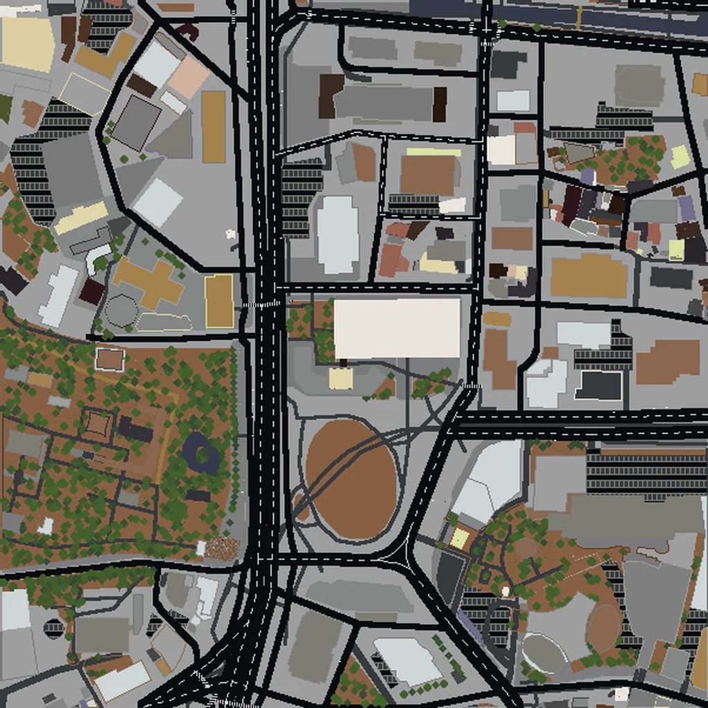 Top-down view of Seoul generated as a Minecraft world