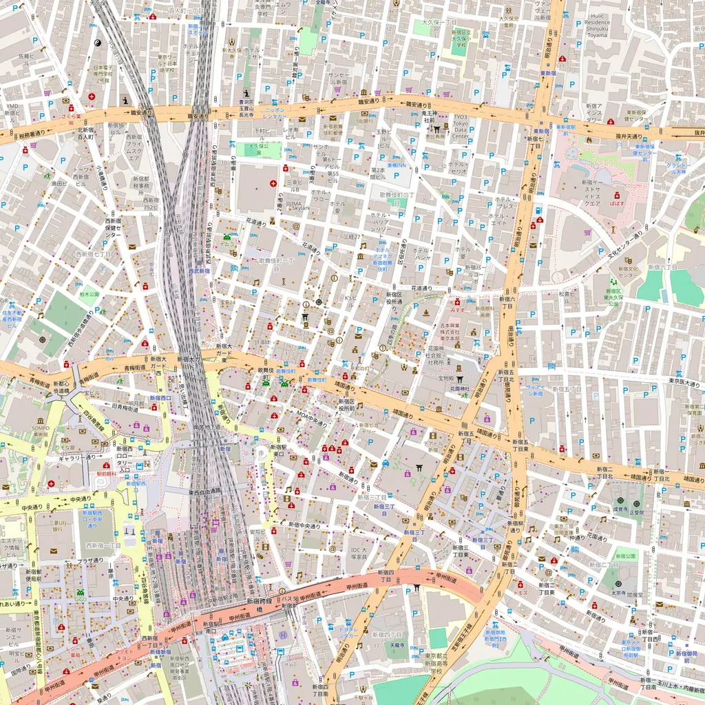 Real-world map of Shinjuku