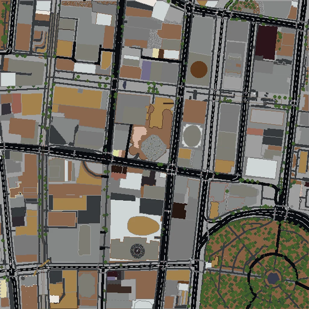 Top-down view of Sydney generated as a Minecraft world