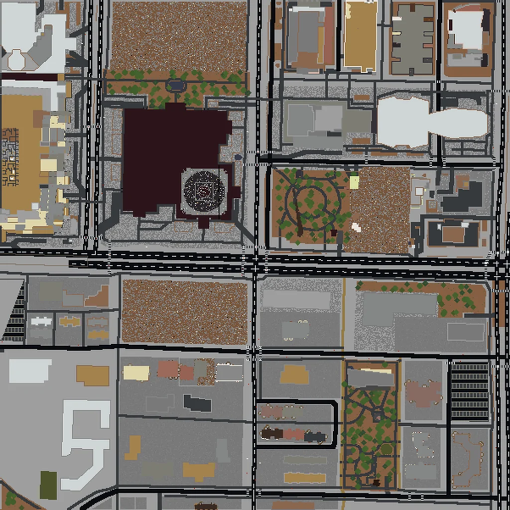 Top-down view of Taipei generated as a Minecraft world