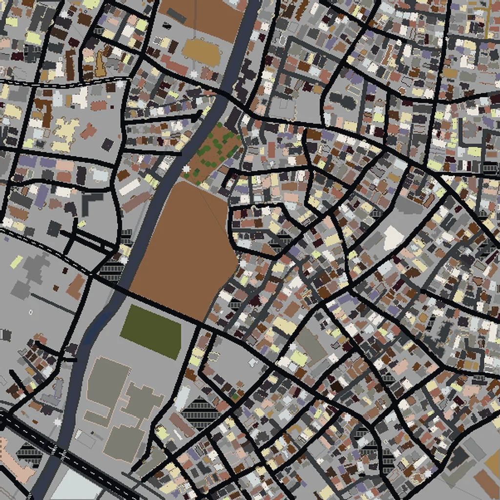Top-down view of Tokyo generated as a Minecraft world