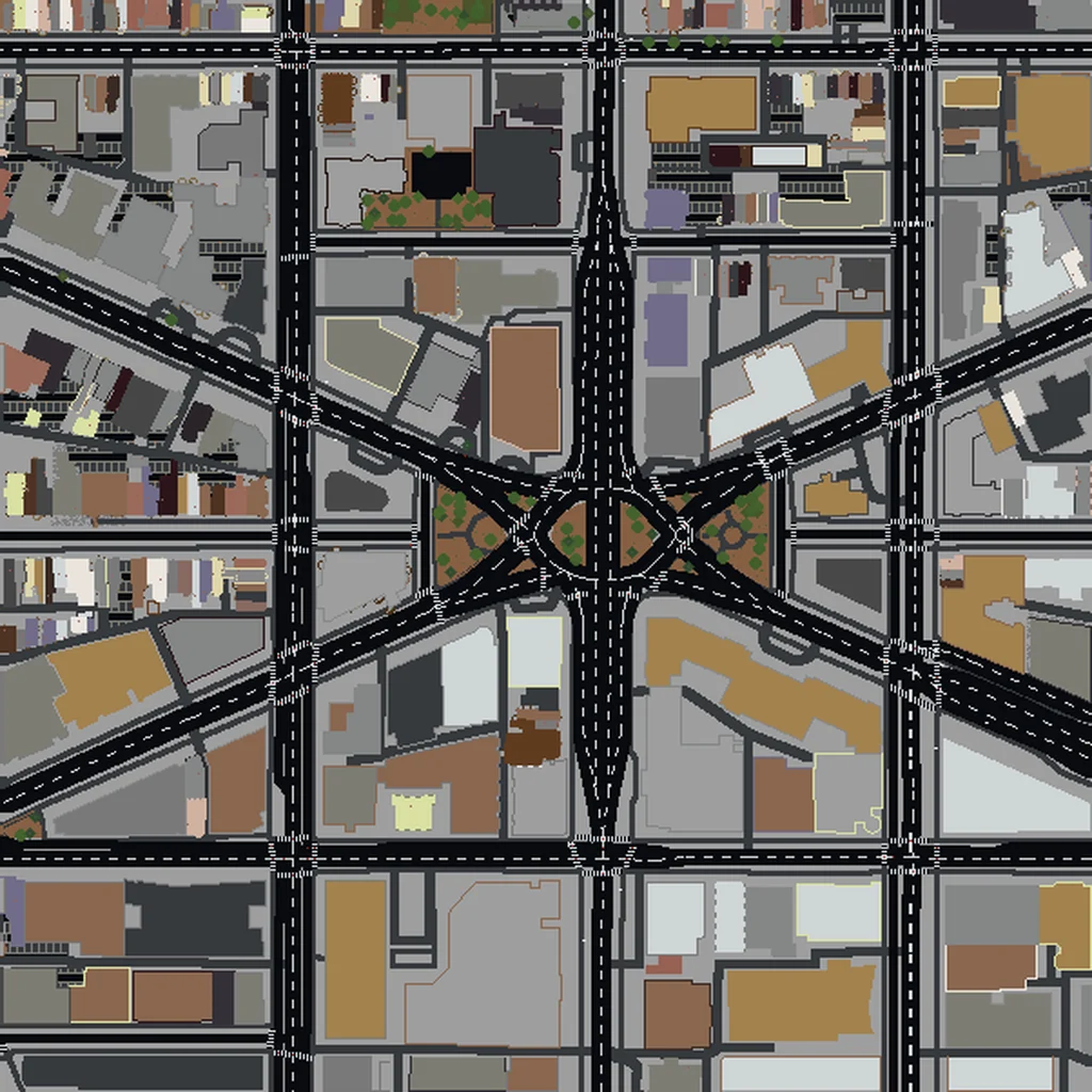 Top-down view of Washington D.C. generated as a Minecraft world